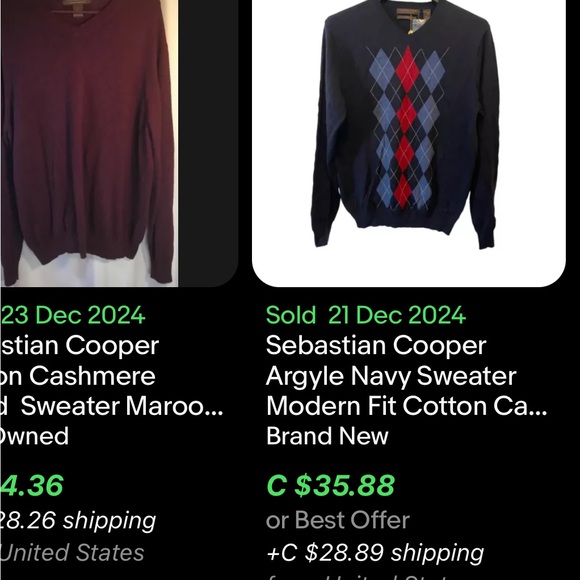 Sebastian Cooper Sweater / Large / New / Diamond Pattern - Picture 6 of 6